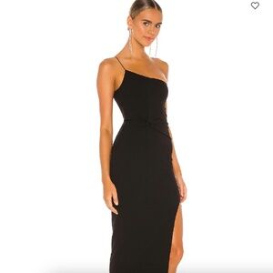 Nookie Lust One Shoulder Gown Size XS Black Side Slit Max Dress Zip Back Sexy
